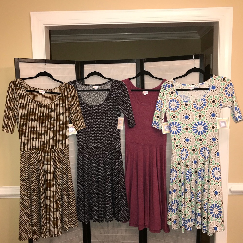 Lot of 5 NWT LuLaRoe Nicole Dresses sizes S + XS